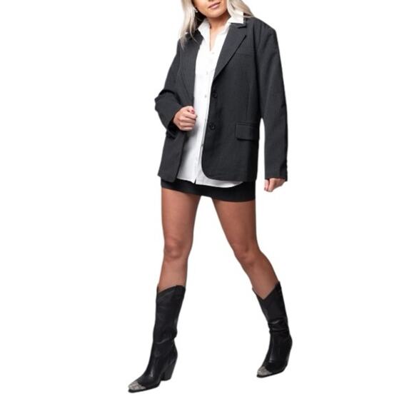 Anthropologie Moon River Gray Striped Blazer Small Retails $168 - Picture 8 of 9